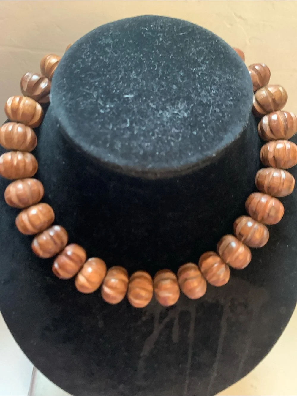 Vintage 60/70s Chunky Wood Bead Necklace - Brown